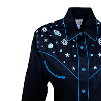 Women's Out of This World Embroidered Black Western Shirt