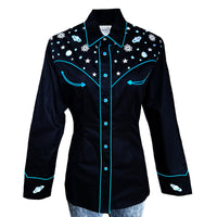 Women's Out of This World Embroidered Black Western Shirt