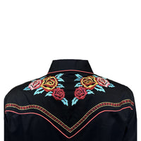 Women’s Vintage Rose Bouquet Embroidery Western Shirt