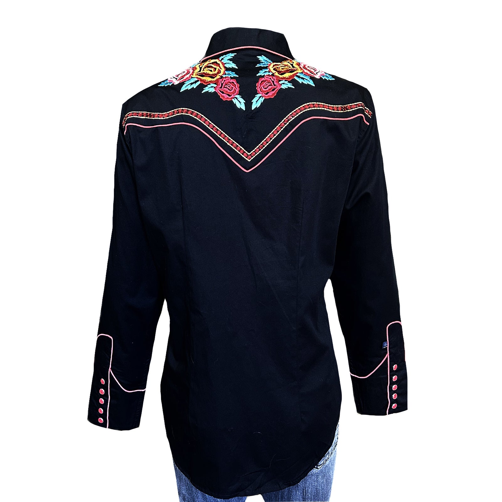 Women’s Vintage Rose Bouquet Embroidery Western Shirt