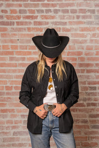 Women's Solid Black 100% Cotton Western Shirt