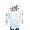 Women's Vintage Ivory Cactus & Cowgirl Boots Embroidered Western Shirt