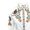 Women's Vintage Ivory Cactus & Cowgirl Boots Embroidered Western Shirt