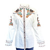 Women's Vintage Ivory Cactus & Cowgirl Boots Embroidered Western Shirt