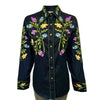 Women's Vintage Navy Floral Crochet Embroidered Western Shirt