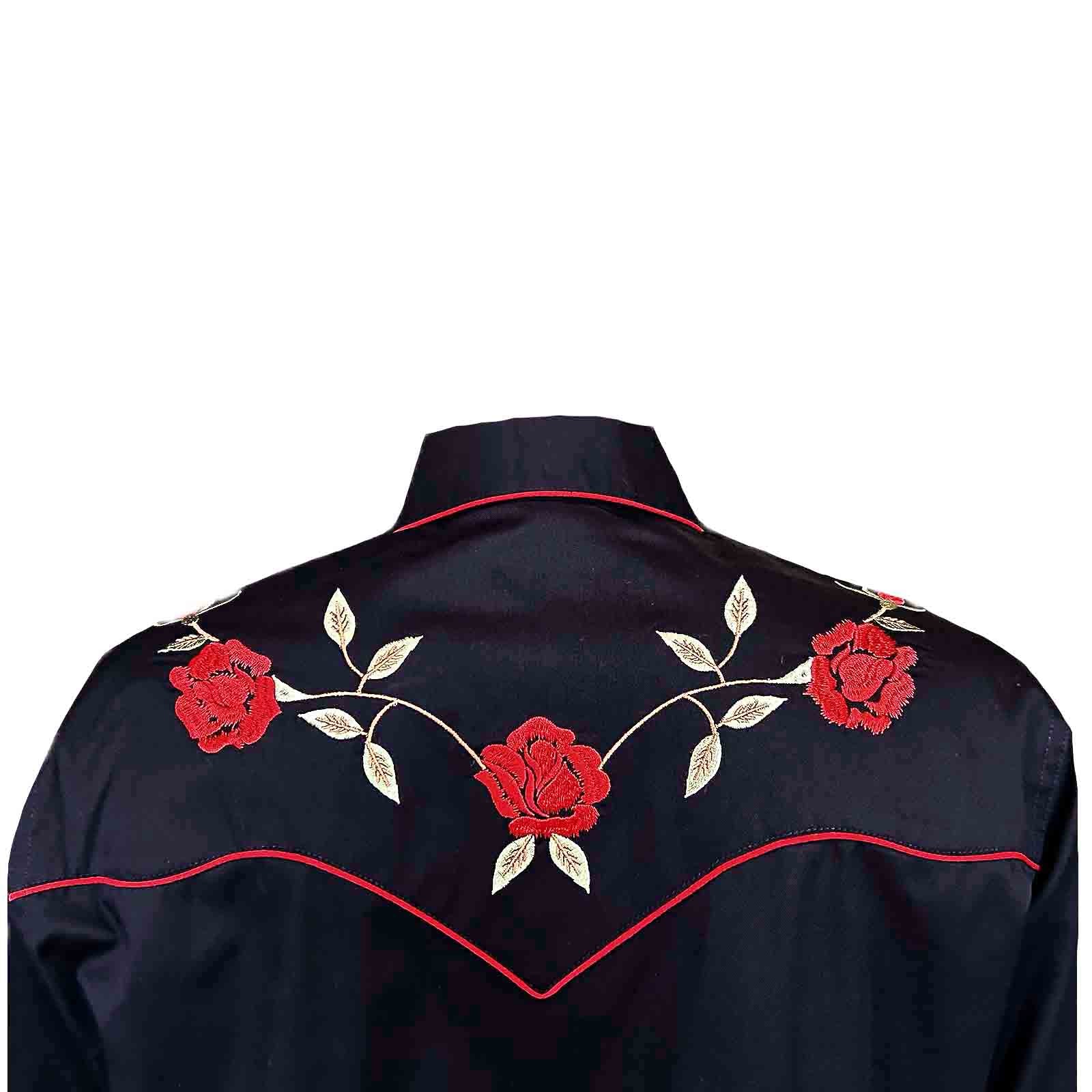 Women's Vintage Black Rose Embroidered Western Shirt