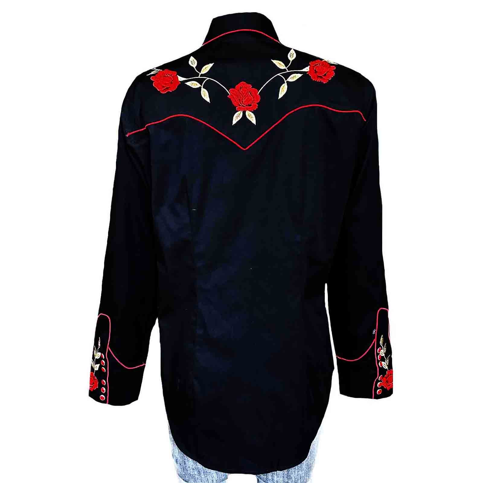 Women's Vintage Black Rose Embroidered Western Shirt