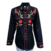 Women's Vintage Black Rose Embroidered Western Shirt