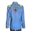 Women's Vintage Floral Denim Embroidered Western Shirt