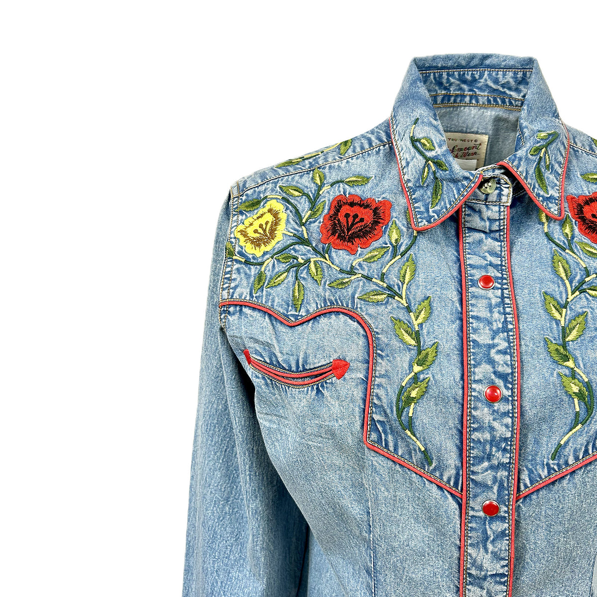 Rockmount Women's Floral Embroidered Vintage Denim Shirt