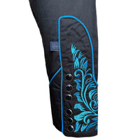 Women's Vintage Tooling Embroidery Black & Turquoise Western Shirt