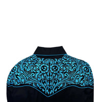 Women's Vintage Black & Turquoise Tooling Embroidered Western Shirt