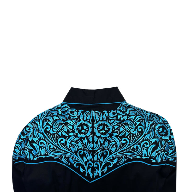 Women's Vintage Black & Turquoise Tooling Embroidered Western Shirt
