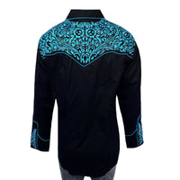 Women's Vintage Black & Turquoise Tooling Embroidered Western Shirt