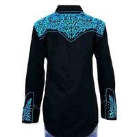 Women's Vintage Black & Turquoise Tooling Embroidered Western Shirt