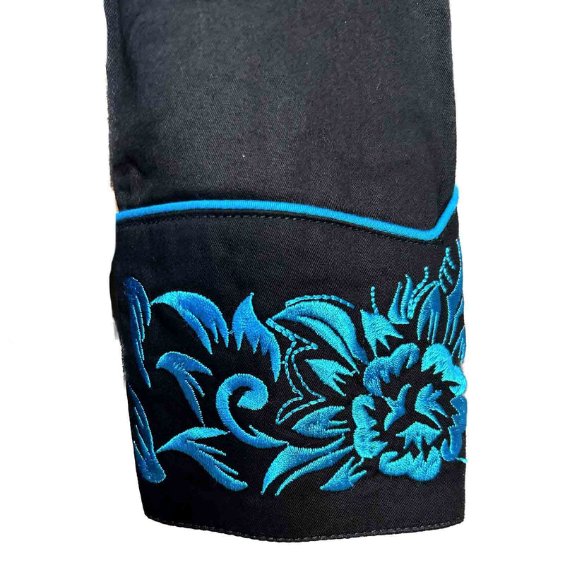 Women's Vintage Black & Turquoise Tooling Embroidered Western Shirt