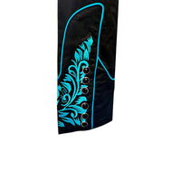 Women's Vintage Black & Turquoise Tooling Embroidered Western Shirt