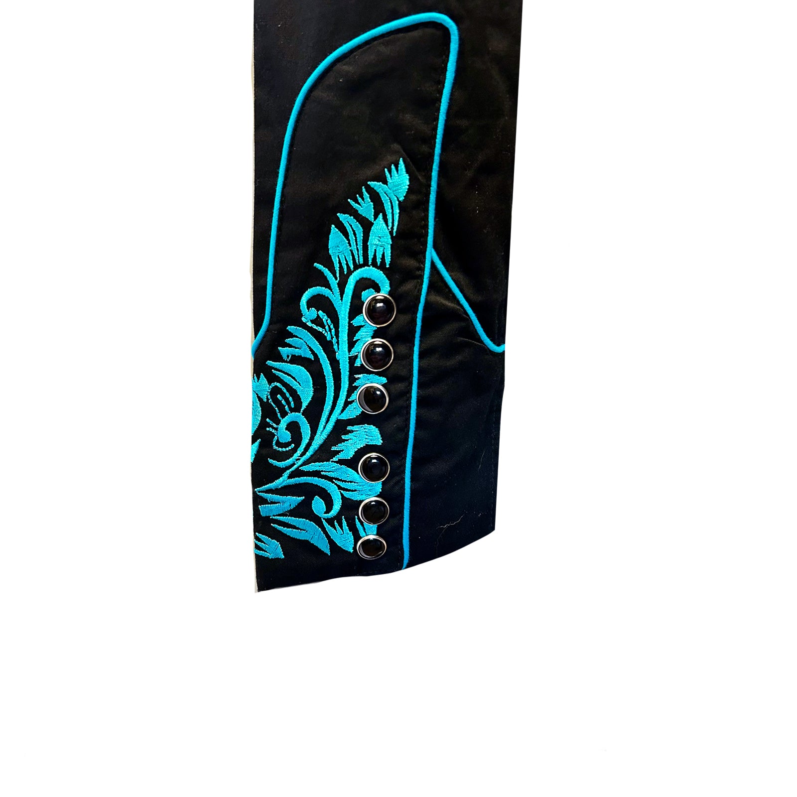 Women's Vintage Black & Turquoise Tooling Embroidered Western Shirt