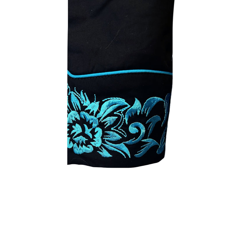Women's Vintage Black & Turquoise Tooling Embroidered Western Shirt