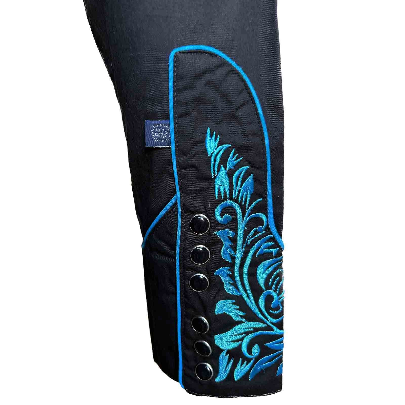 Women's Vintage Black & Turquoise Tooling Embroidered Western Shirt