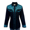 Women's Vintage Black & Turquoise Tooling Embroidered Western Shirt