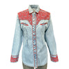 Women's Vintage Tooling Embroidery Denim & Red Western Shirt