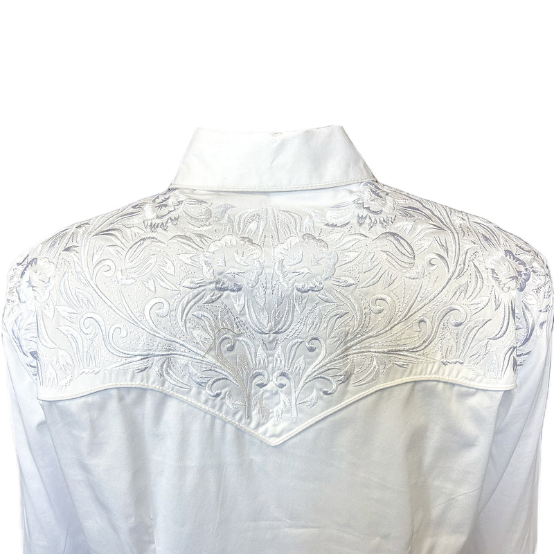 Women's Vintage Tooling Embroidery White-on-White Western Shirt