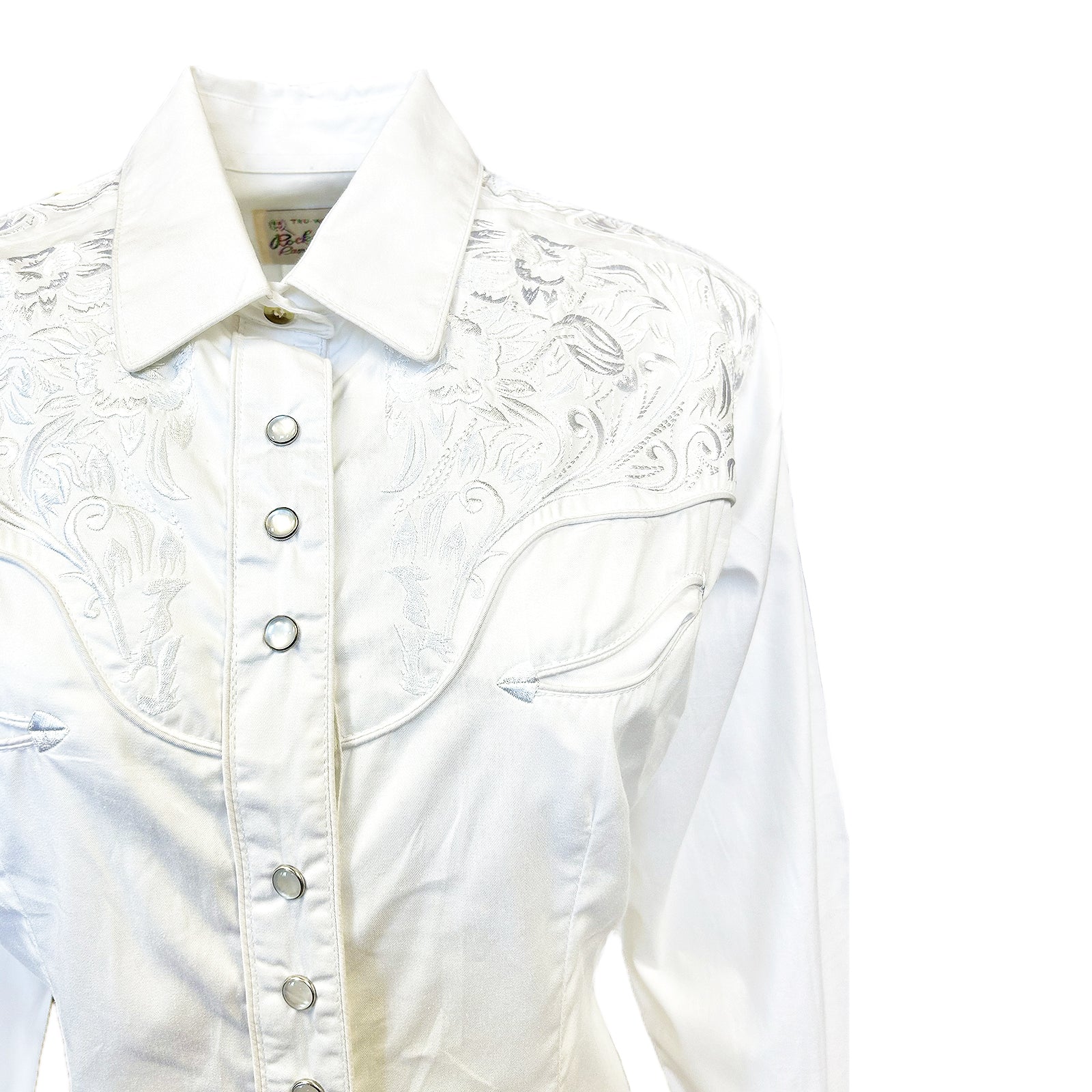 Women's Vintage White-on-White Tooling Embroidered Western