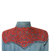 Women's Denim & Red Tooling Embroidered Western Dress