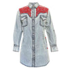 Women's Denim & Red Tooling Embroidery Western Dress