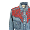 Women's Denim & Red Tooling Embroidered Western Dress
