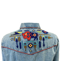 Women’s Denim American Bison Embroidered Western Shirt