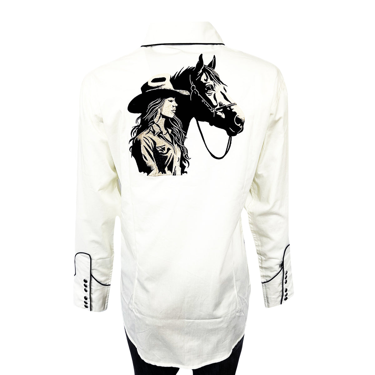Women’s Ivory Cowgirl & Horse Embroidered Western Shirt