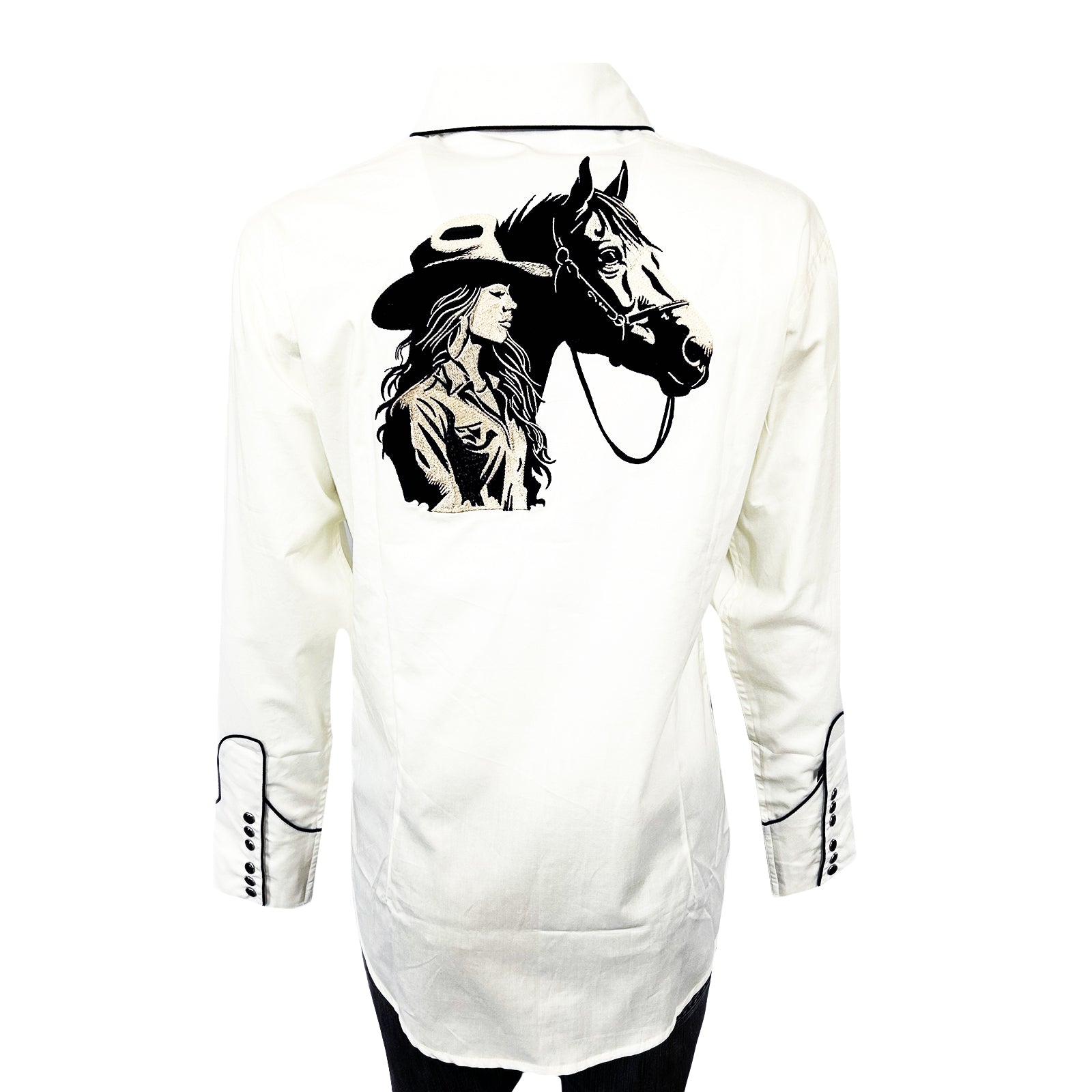 Women’s Ivory Cowgirl & Horse Embroidered Western Shirt
