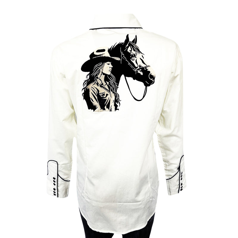 Women’s Ivory Cowgirl & Horse Embroidered Western Shirt