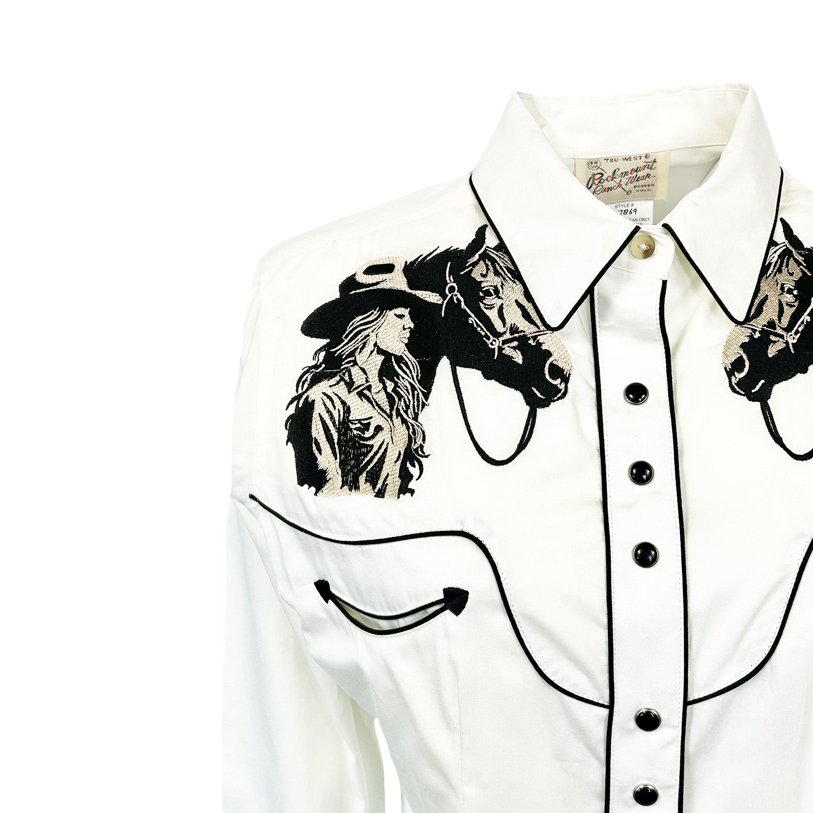 Women’s Ivory Cowgirl & Horse Embroidered Western Shirt