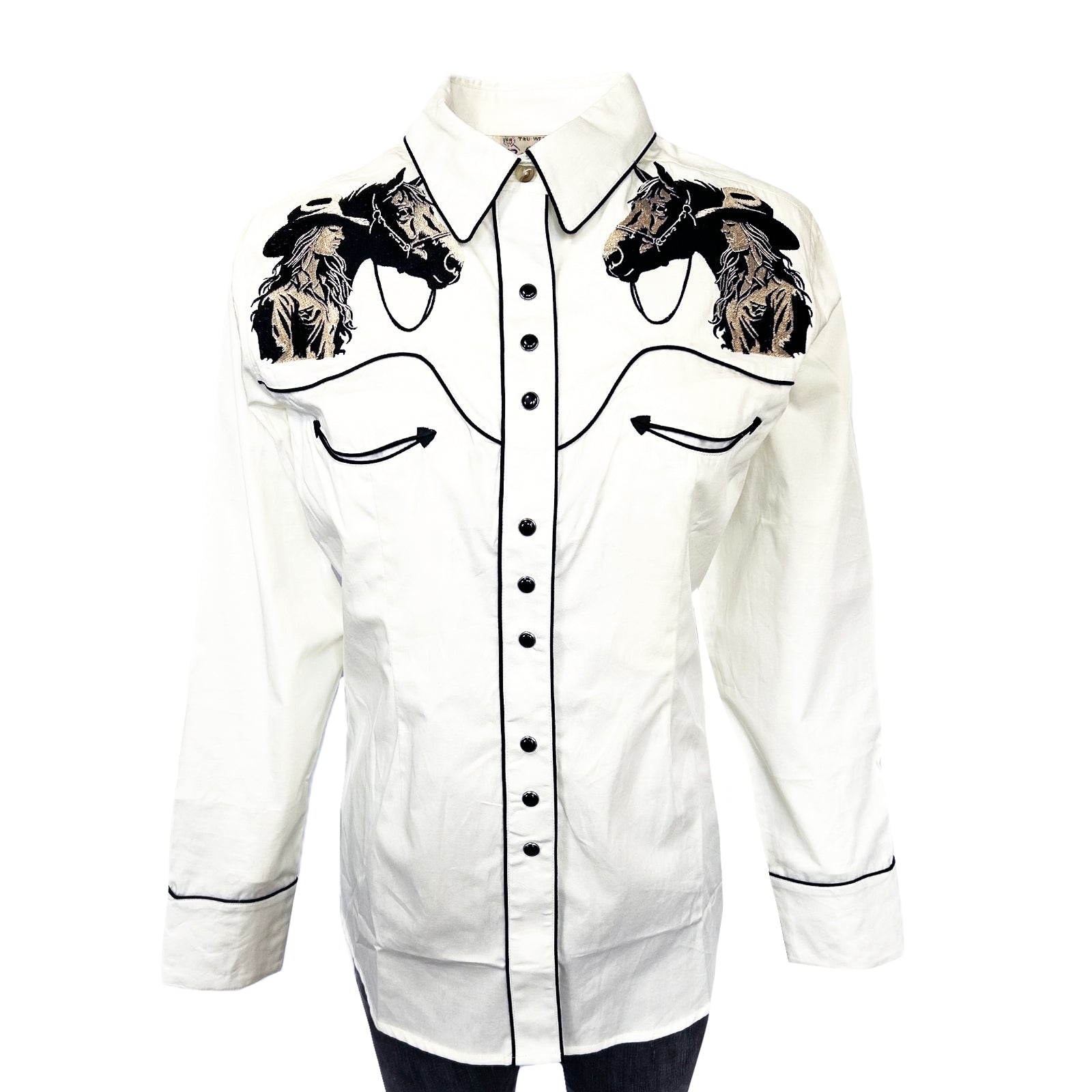 Women’s Ivory Cowgirl & Horse Embroidered Western Shirt