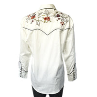 Women's Vintage Ivory Floral Embroidered Western Shirt