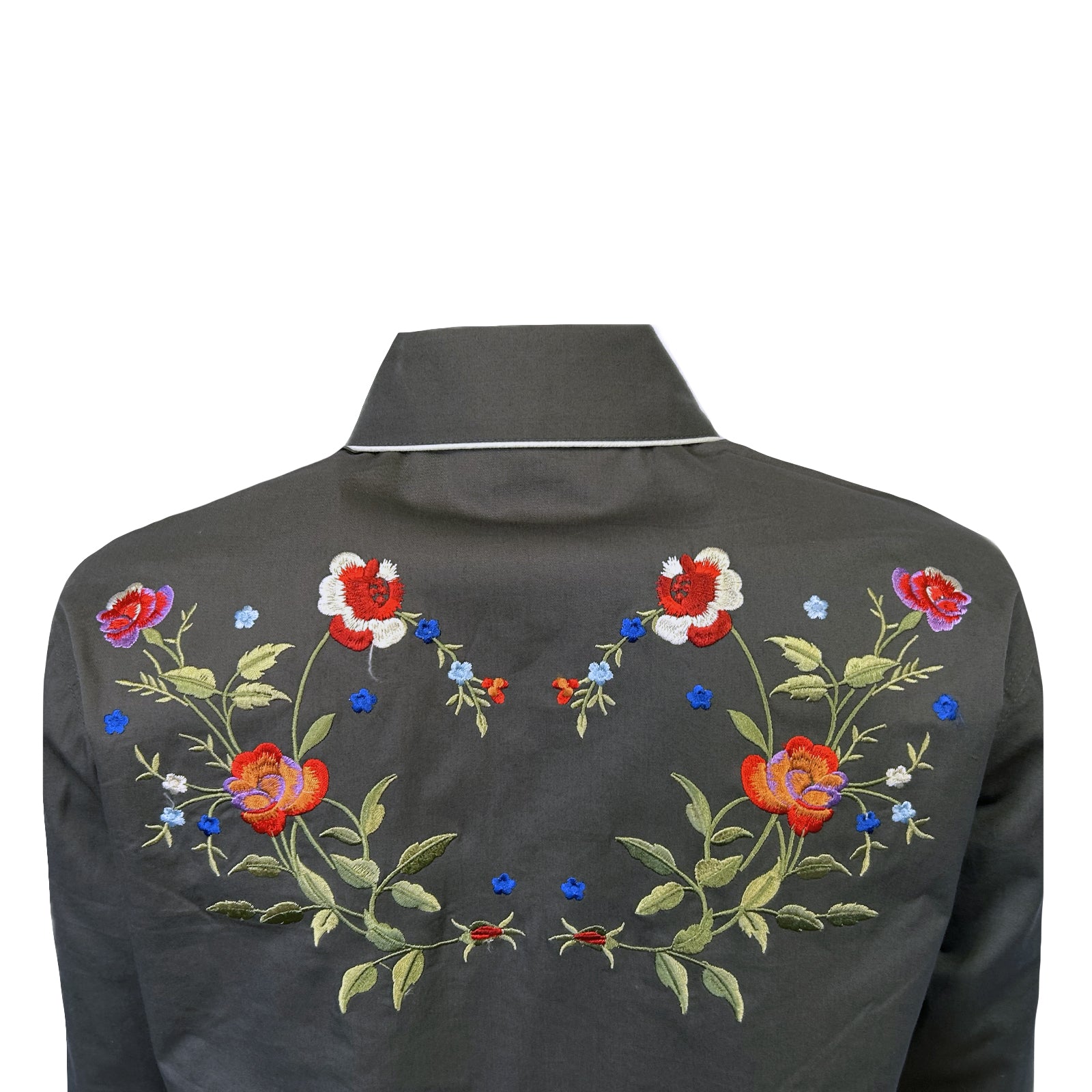 Rockmount Women's Grey Floral Embroidered Western Shirt