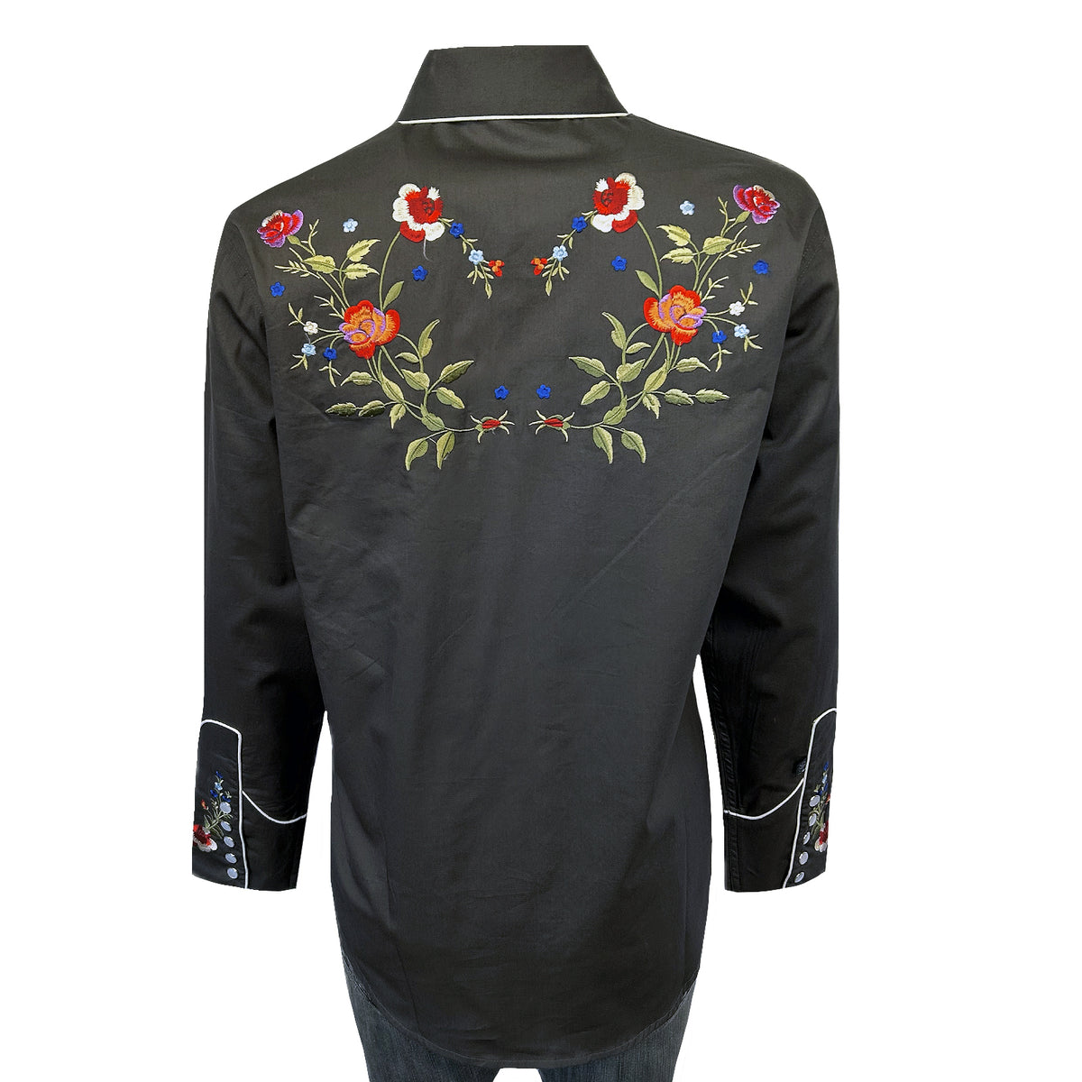 Women's Vintage Grey Floral Embroidered Western Shirt