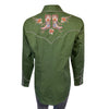 Men's Vintage Green Boot Embroidered Western Shirt