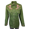 Men's Vintage Green Boot Embroidered Western Shirt