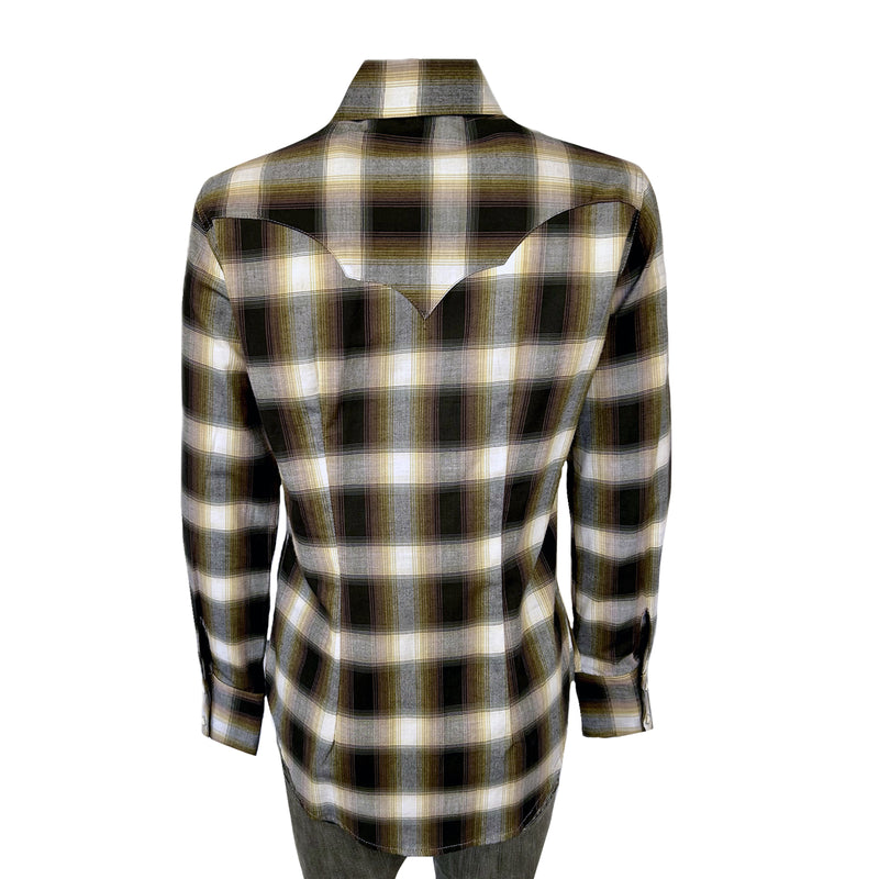 Women's Brown & Rust Shadow Plaid Sawtooth Western Shirt