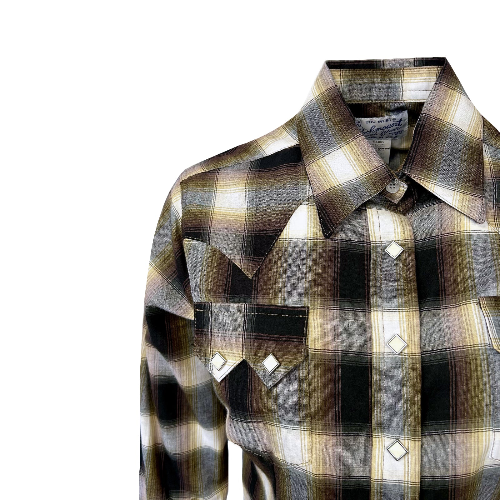 Women's Brown & Rust Shadow Plaid Sawtooth Western Shirt