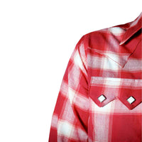 Women's Red & White Shadow Plaid Sawtooth Western Shirt