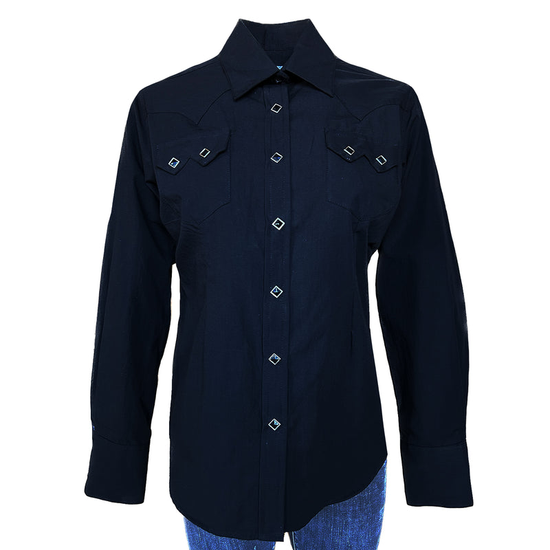 Women's Classic Pima Cotton Solid Black Western Shirt