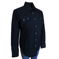 Women's Classic Pima Cotton Solid Black Western Shirt