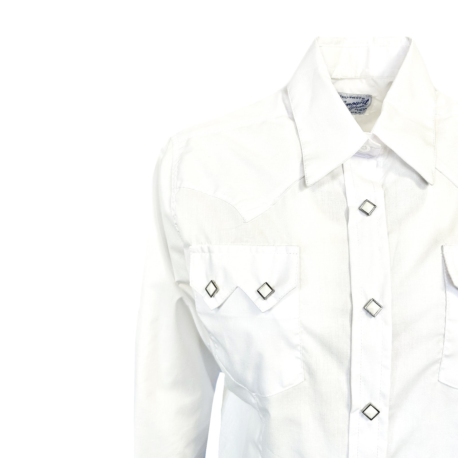 Women's Solid White Cotton Blend Western Shirt