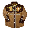 Kid's Embroidered 2-Tone Steer Western Shirt in Brown