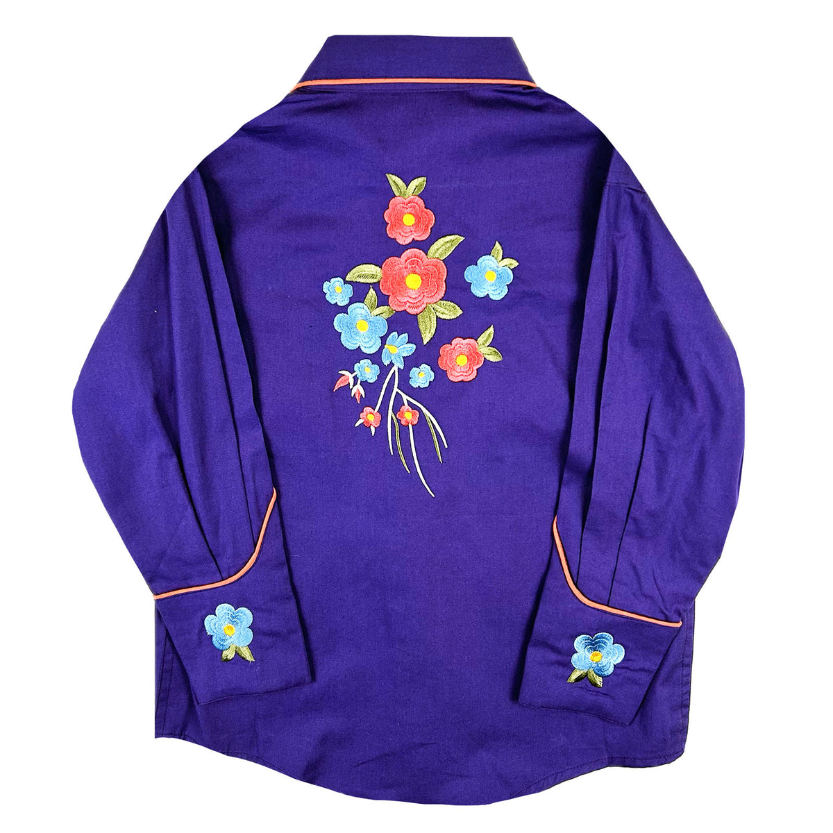 Kid's Embroidered Floral Bouquet Western Shirt in Purple